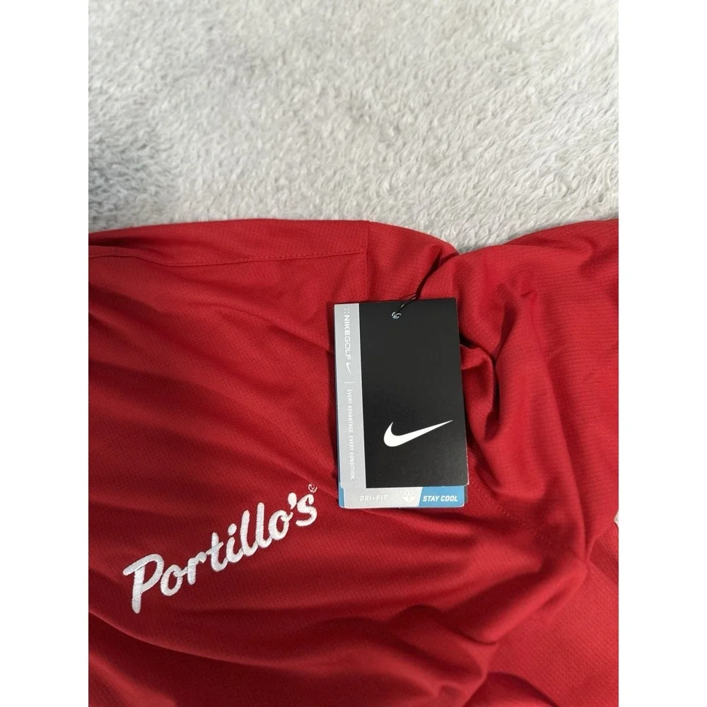 New Nike Golf Dri Fit Men's Red Short Sleeve Polo Shirt Size Large Portillo's
